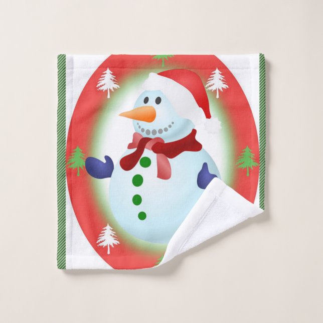 Christmas Bath Towel Sets, Snowman (Wash Cloth)