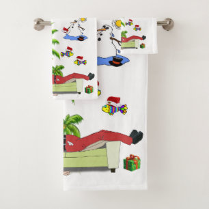 Christmas Bath Towel Sets, Summer Beach Bum Santa