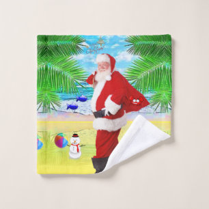 Christmas Bath Towel Sets, Summer Beach Bum Santa