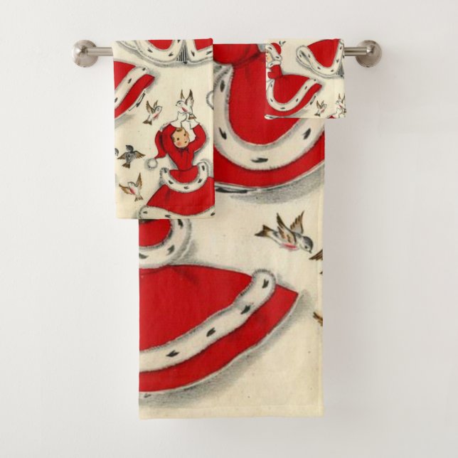 Christmas Bath Towel Sets, Vintage (Insitu)