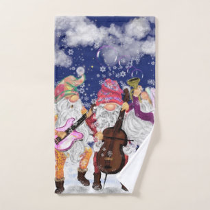 Christmas Bath Towels with Gnome Music Band