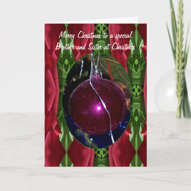 Christmas Bauble Design Brother And Wife Christmas Holiday Card (Front)