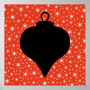 Christmas Bauble Design in Black, Red and White. Poster