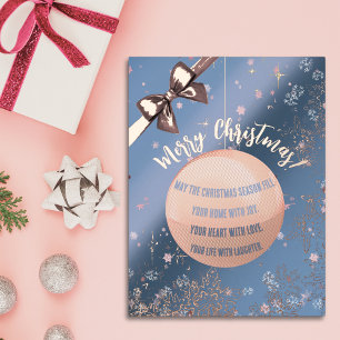 Christmas bauble in sweet pink and blue foil holiday postcard
