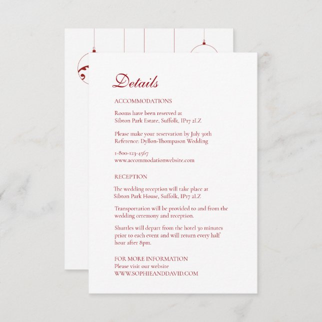 Christmas Bauble Ornaments Winter Red Enclosure Card (Front/Back)