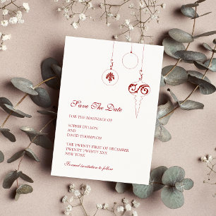 Christmas Bauble Ornaments Winter Red Wedding Save The Date