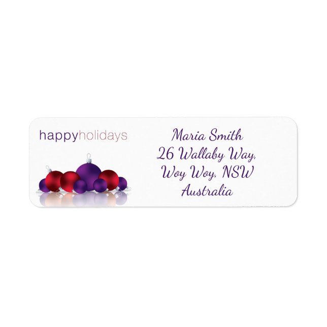 Christmas bauble return address label (Front)