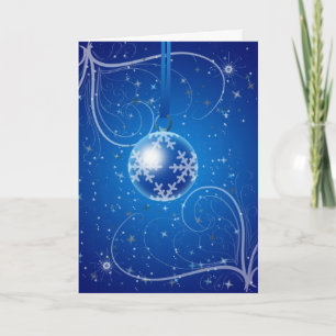 Christmas Bauble with stars and snow Holiday Card