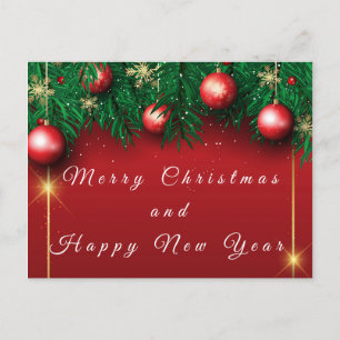 Christmas Baubles and Green Garland Postcard
