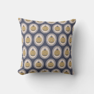Christmas Baubles Blue And Gold Cushion