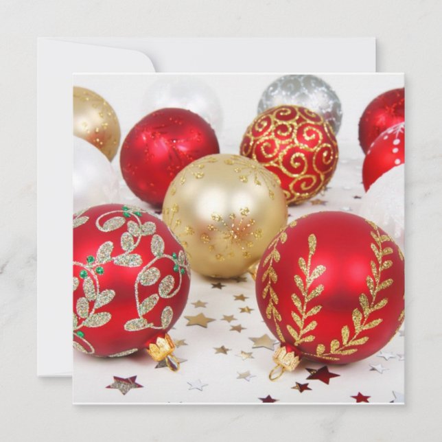 Christmas Baubles Christmas Card (Front)