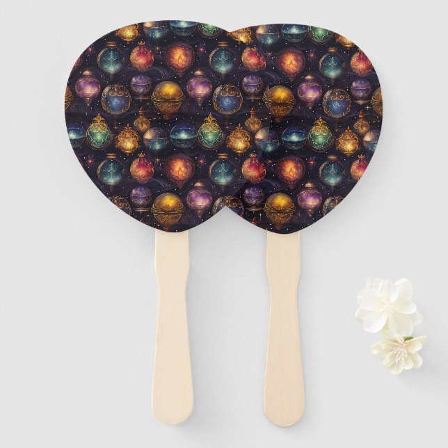 Christmas Baubles Hand Fans (Front and Back)