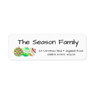 Christmas baubles hand painted watercolor return address label