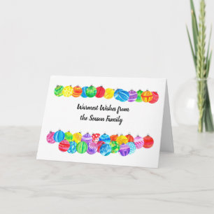 Christmas baubles handpainted watercolor holiday card