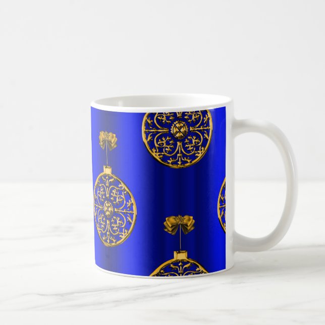 Christmas Baubles on Blue Coffee Mug (Right)