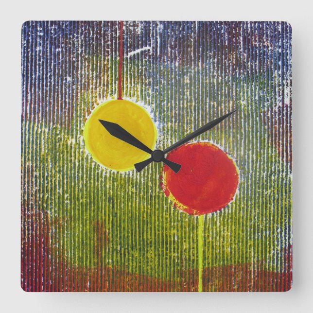 Christmas Baubles red yellow festive decorations Square Wall Clock (Front)