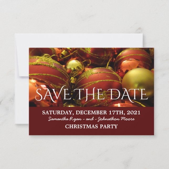 Christmas Baubles Save The Date (Front)
