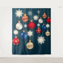Christmas baubles snowflakes decorations backdrop