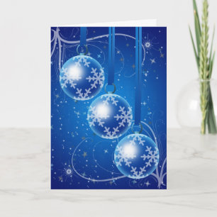 Christmas Baubles with stars and snow Holiday Card