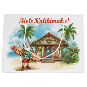 Christmas BBQ Santa at the Beach Florida Large Gift Bag