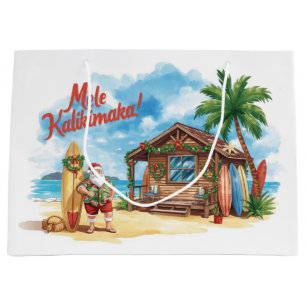 Christmas BBQ Santa at the Beach Florida Large Gift Bag