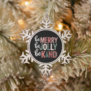 Christmas Be Kind Teacher Merry Xmas Tree Jolly Snowflake Pewter Christmas Ornament