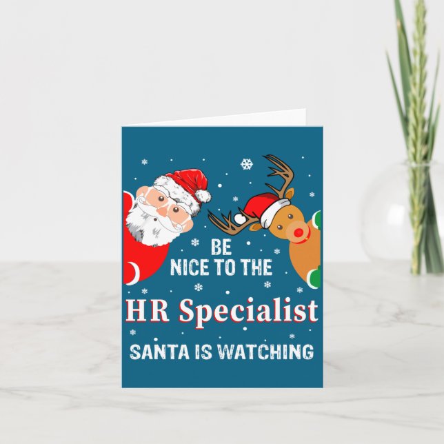 Christmas Be Nice To The Hr Specialist Santa Long  Card (Front)
