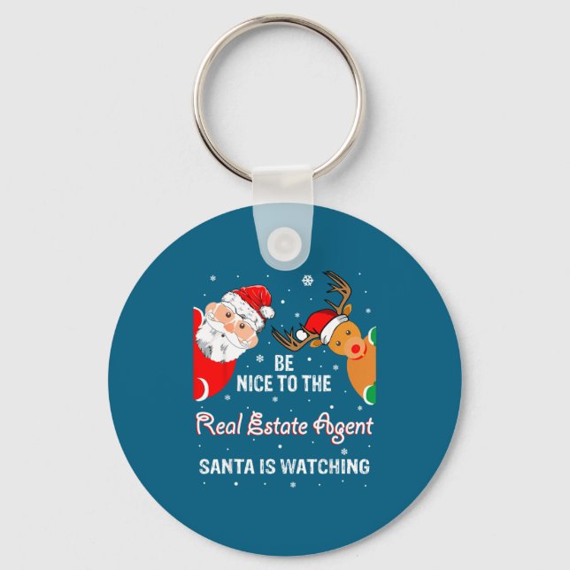 Christmas Be Nice To The Real Estate Agent Santa  Key Ring (Front)