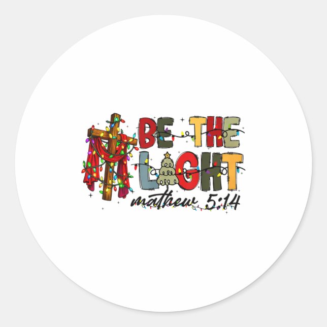 Christmas Be The Light Sun Matthew 5_14 Bible Chri Classic Round Sticker (Front)