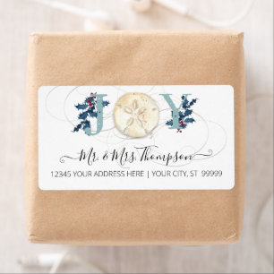 Christmas Beach Coastal Sand Dollar Blue Script