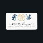Christmas Beach Coastal Sand Dollar Blue Script La Label<br><div class="desc">A simple yet elegant beach inspired Christmas card return address mailing label. The extra large size works on both the front or back side of your card and really stands out nicely. Watercolor painted sand dollar artwork is graphically mixed with vintage holly leaves and berries and elegant calligraphy scrollwork flourishes...</div>