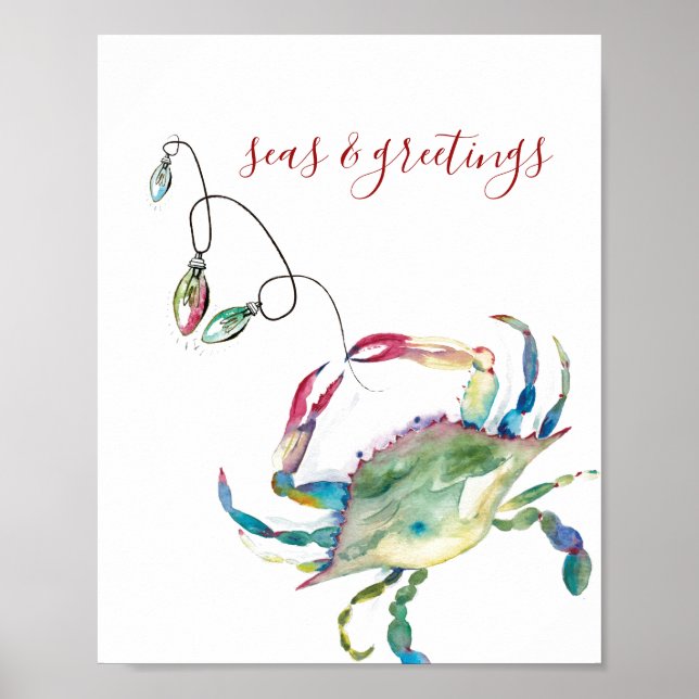 Christmas Beach House Watercolor Print (Front)