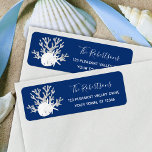 Christmas Beach Navy Sand Dollar Return Address Return Address Label<br><div class="desc">These navy blue Christmas beach return address labels feature silver glitter coral,  sand dollar and starfish.
*If you would like this design on more products or need design help,  please contact me through Zazzle Chat.</div>