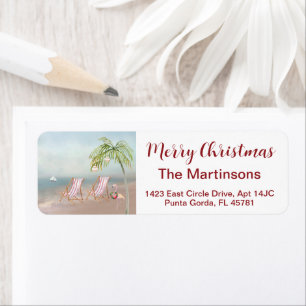 Christmas Beach Ocean Return Address   Label