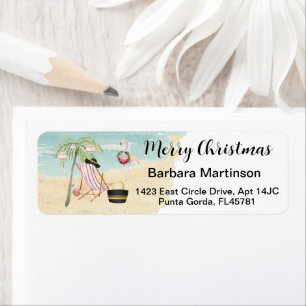 Christmas Beach Ocean Return Address  Label