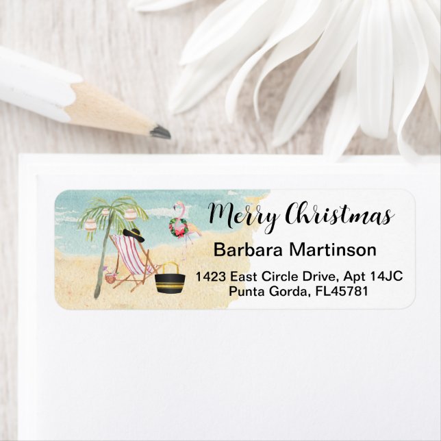 Christmas Beach Ocean Return Address  Label (Insitu)