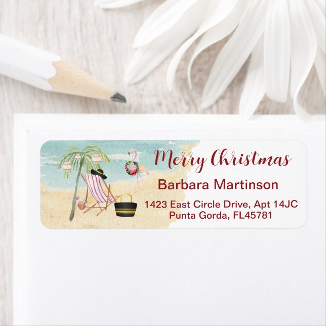 Christmas Beach Ocean Return Address  Return Address Label (Insitu)