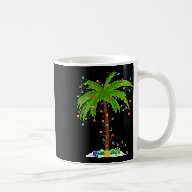 Christmas Beach Palm Tree With Xmas Lights Tropica Coffee Mug (Right)