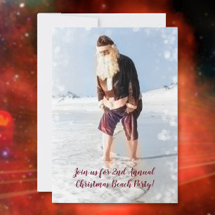 Christmas Beach Party Ocean Santa Invitation