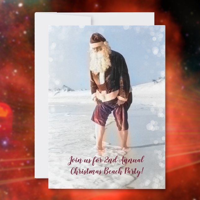 Christmas Beach Party Ocean Santa Invitation (Creator Uploaded)
