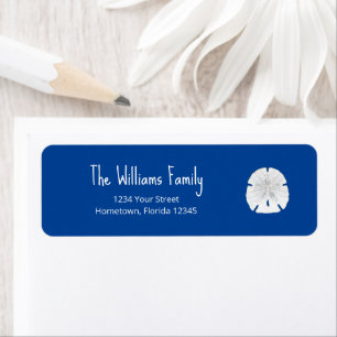 Christmas Beach Sand Dollar Blue Return Address Return Address Label