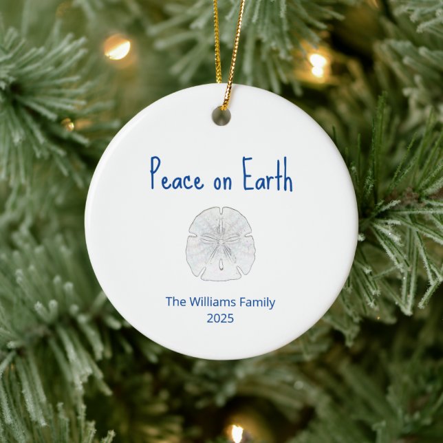 Christmas Beach Sand Dollar Peace on Earth  Ceramic Ornament (Tree)