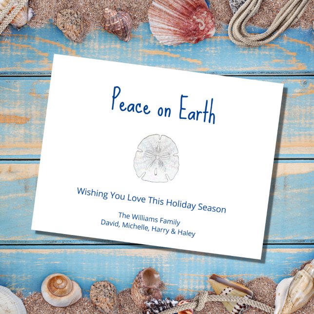 Christmas Beach Sand Dollar Peace on Earth   Holiday Postcard (Creator Uploaded)