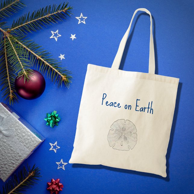 Christmas Beach Sand Dollar Peace on Earth  Tote Bag (Creator Uploaded)