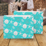 Christmas Beach Sand Dollar Starfish Coastal Aqua  Large Gift Bag<br><div class="desc">Beautiful coastal Christmas gift bag features a pattern of starfish,  sand dollars,  and glitter coral on an aqua blue background.
*If you would like this design on more products or need design help,  please contact me through Zazzle Chat.</div>