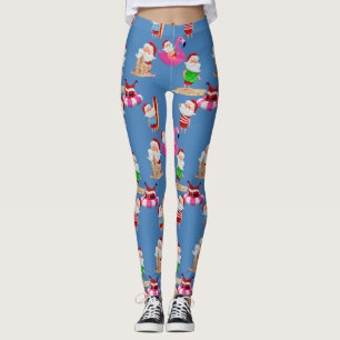 christmas beach santa claus vacation leggings