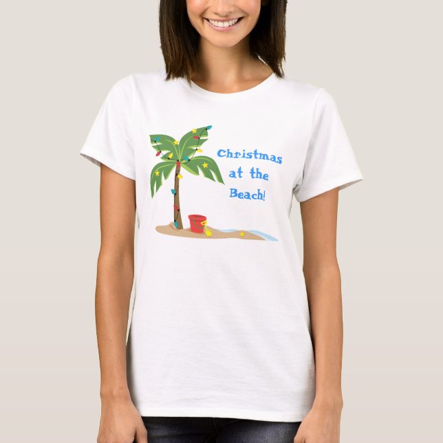 CHristmas Beach Scene T-Shirt (Front)