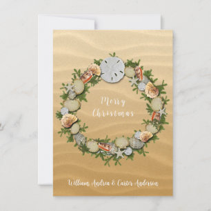 Christmas  Beach Seashells Starfish Sand Dollar Holiday Card