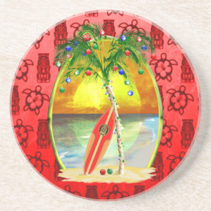 Christmas Beach Sunset Coaster