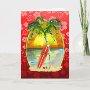 Christmas Beach Sunset Holiday Card